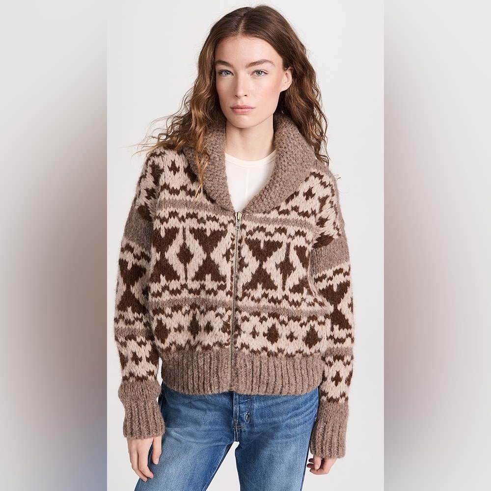 FRAME Fairisle Zip Sweater
